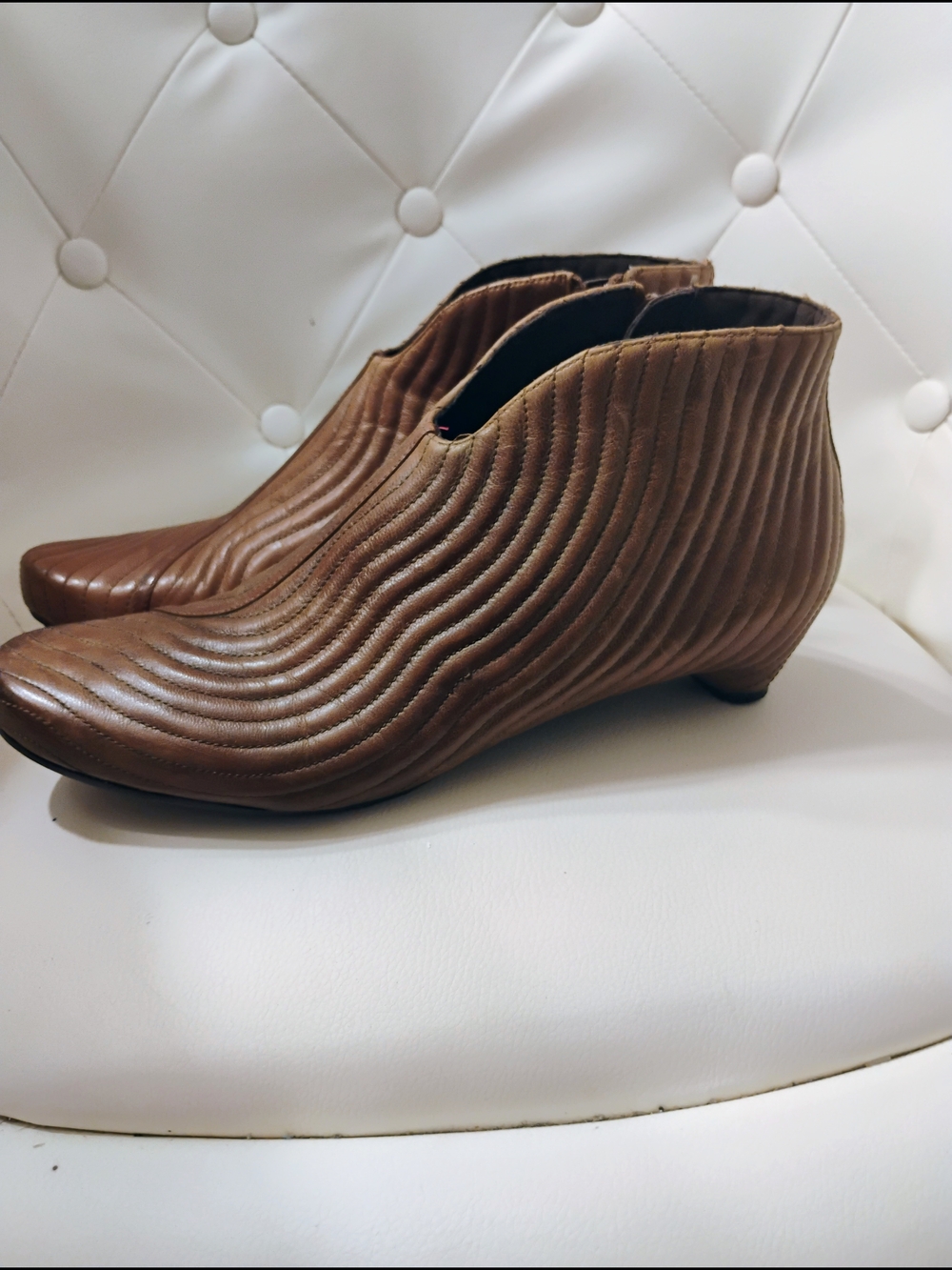 Tsubo Brown Quilted Leather Ankle Booties